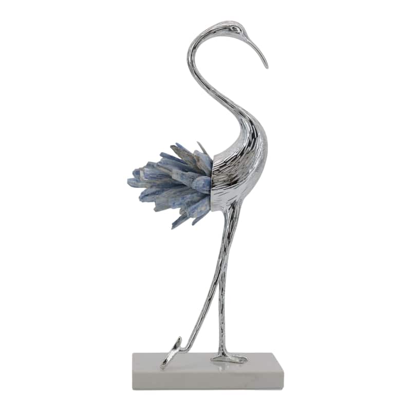 Metal Kyanite Decorative Object Bird Sculpture Handcrafted Accent