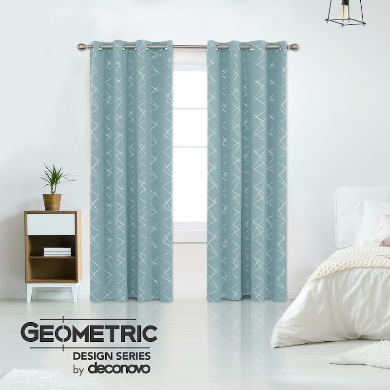 Deconovo 52 Inch Geometric Print Curtain Panel Pair(2 Panel) - 52x54 Inch - Sky Blue