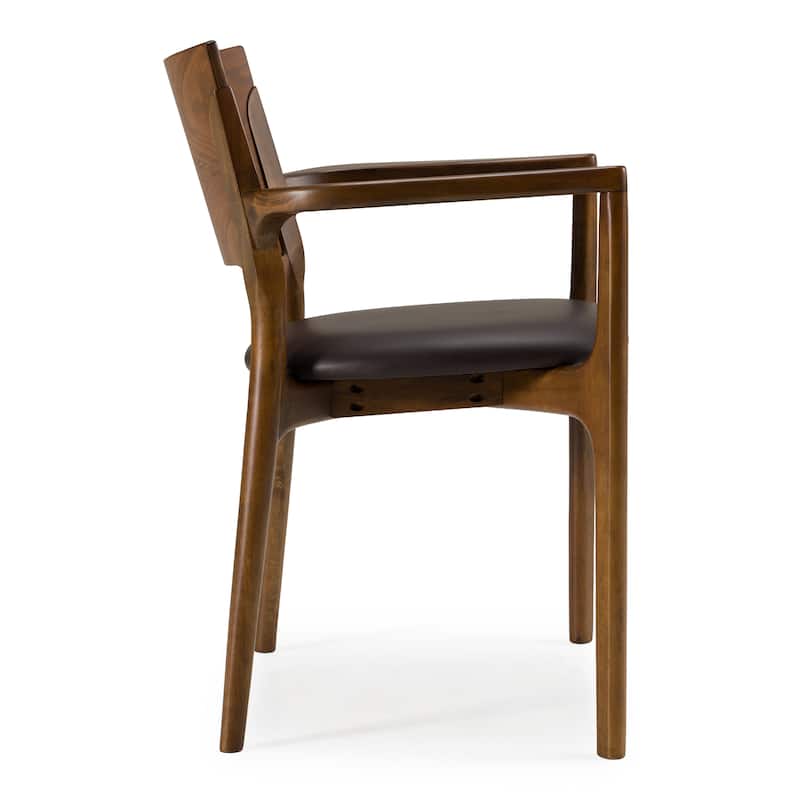 Modrest Edelman Mid-Century Modern Brown Leatherette & Walnut Dining Chair