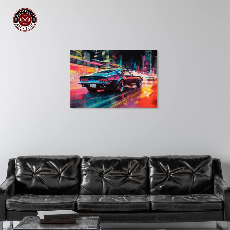Notoriart Classic Night Drive Gallery Wrapped Car 1 Piece Canvas Wall Art