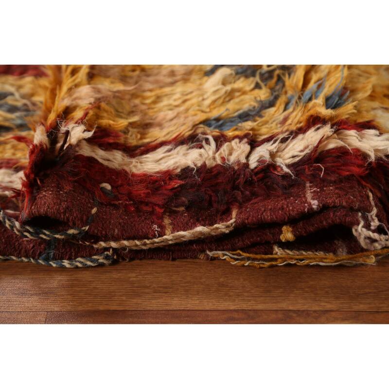 Hand Knotted Oriental 100% Wool Carpet Modern Tribal Red Moroccan Area Rug - 9' 7'' X 6' 8''