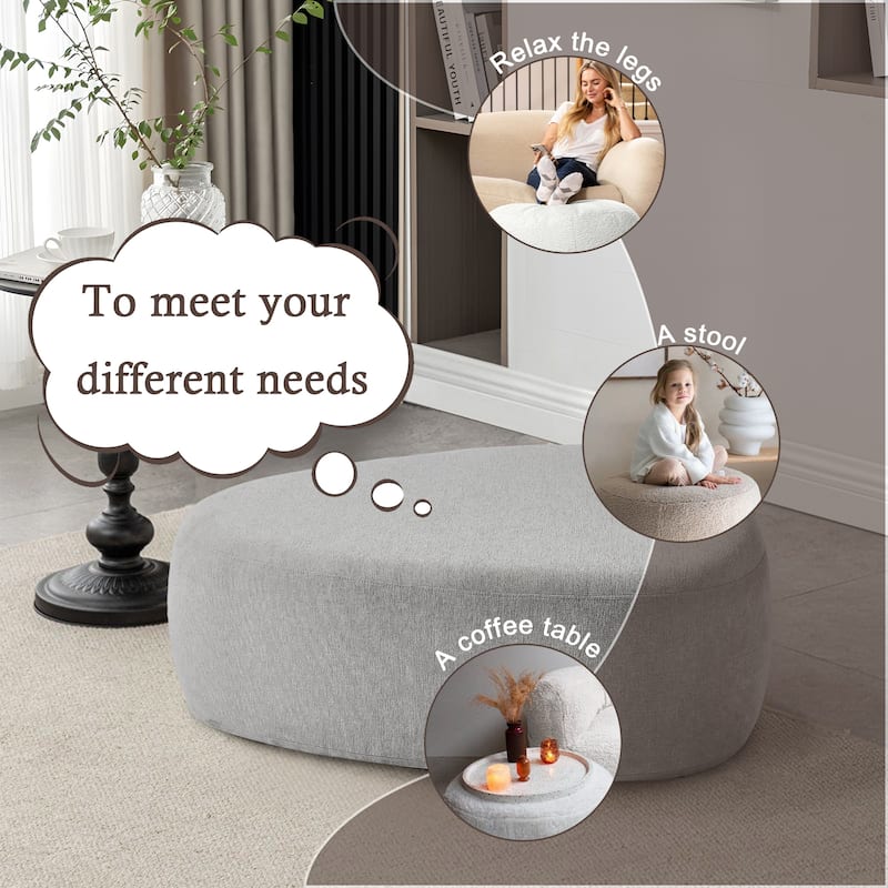 Leon 43" W Modern Oversized Chenille Triangular Cheese Ottoman
