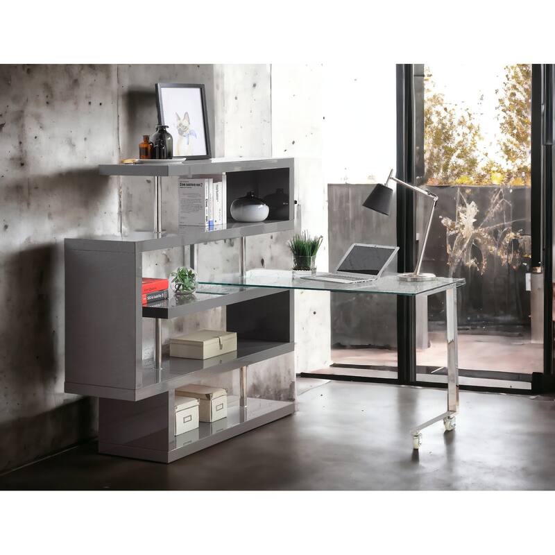 Modern and Versatile Writing Desk with Shelves for Efficient Workspace