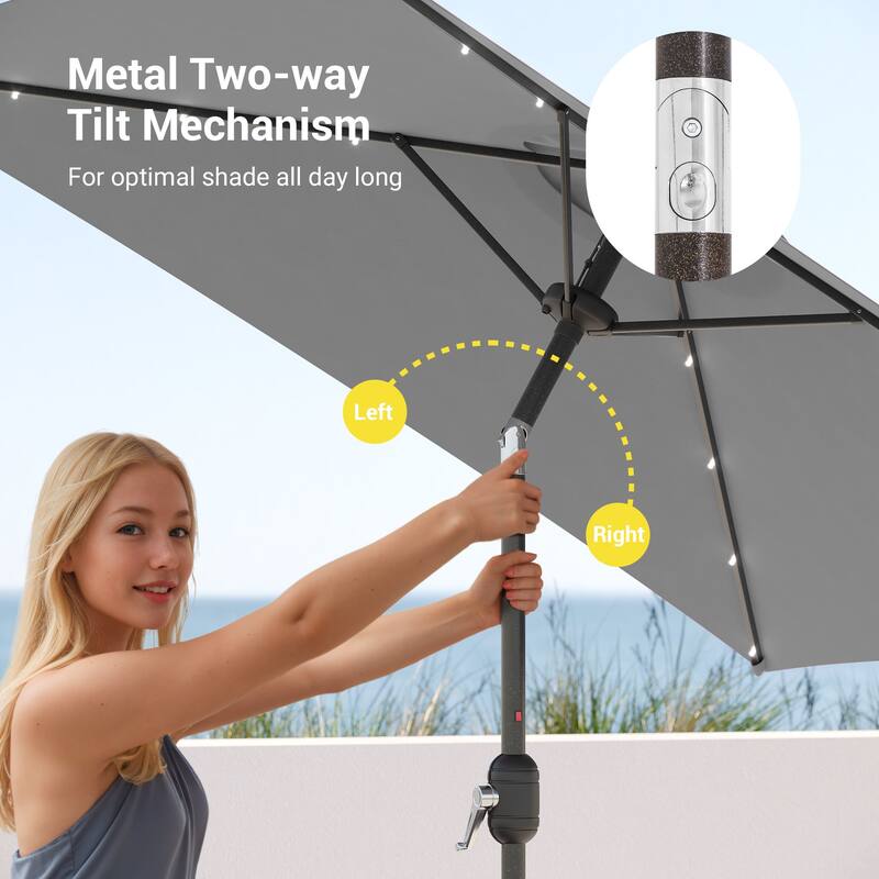 BONOSUKI 6.5x6.5Ft LED Patio Market Umbrella Weather-Resistant Frame
