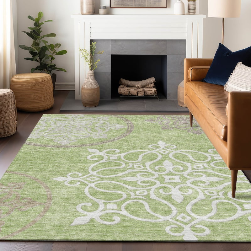 Machine Washable Indoor/ Outdoor Chantille Bold Medallion Rug