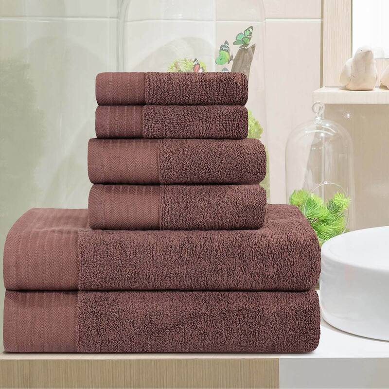Turkish Cotton 6 Piece Herringbone Solid Towel Set by Superior On
