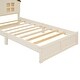 preview thumbnail 8 of 46, Bedroom Solid Wood Platform Bed House-Shaped Headboard Walnut Roof with LED Window Bed Frame Platform No Box Spring Needed