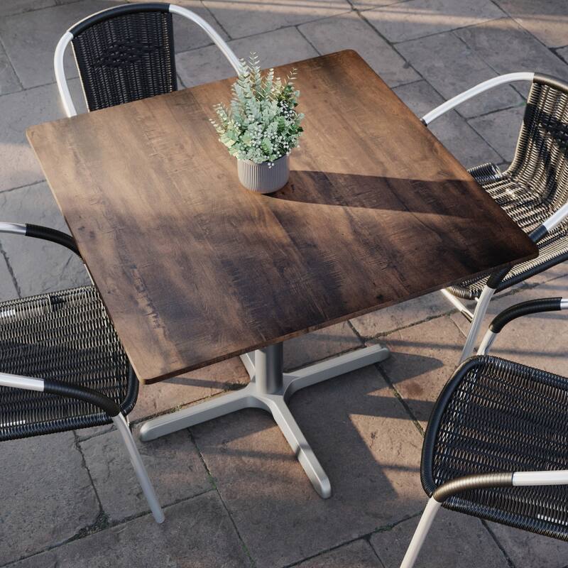 Commercial HPL Tabletop with Table Height Crisscross Base