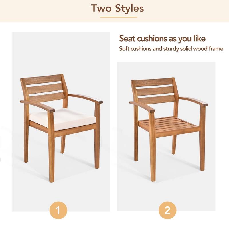 7-8 Person Outdoor Wood Dining Set with Removable Cushions and Table