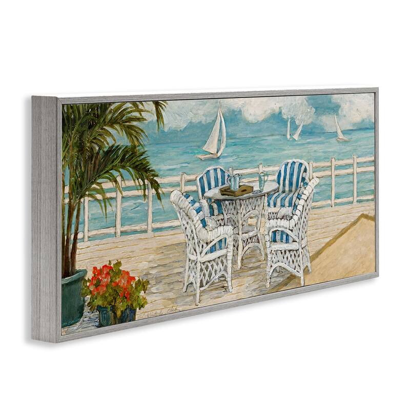 Stupell Summer Beach View Deck Framed Giclee Art Design By Charlene Olson