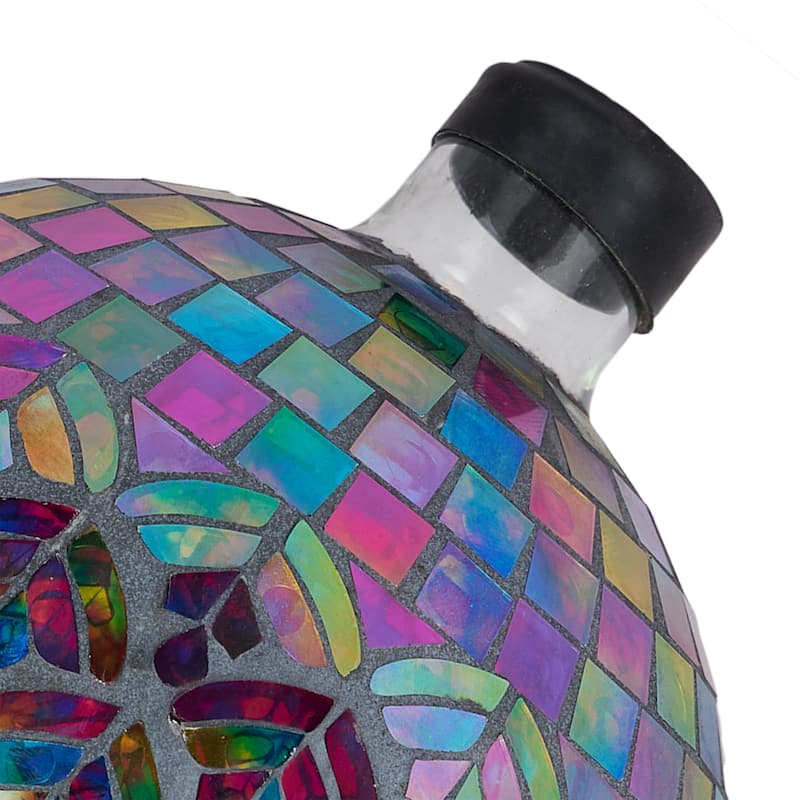 10" Iridescent Glass Mosaic Peacock Gazing Ball