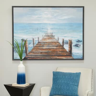 Blue Wood Nautical Framed Beach Wall Art