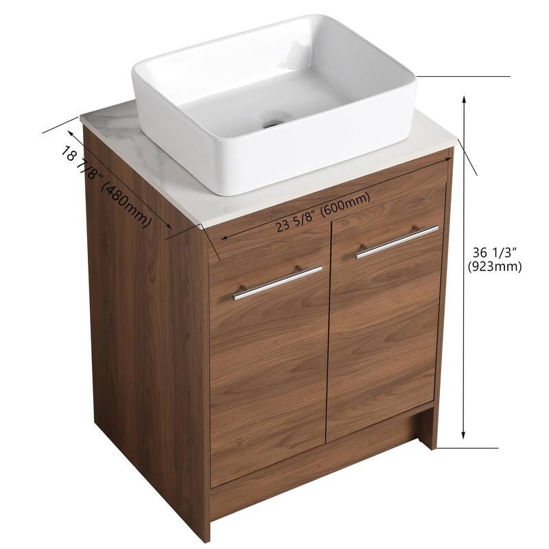 ARTCHIRLY 24/36/48/60 Inch Bathroom Vanity with Sink, Freestanding Bathroom Vanity with Soft Close Door and Shelf