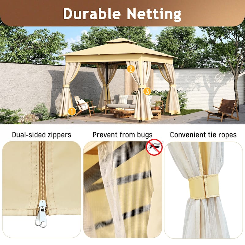 10x10 Outdoor Gazebo Tent with Double Roofs