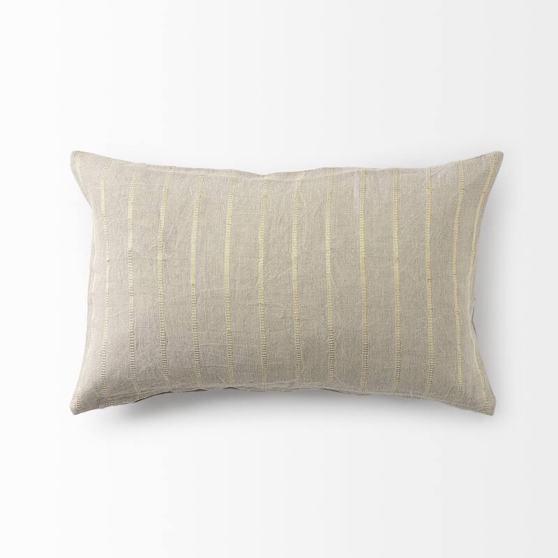 Beige and Gold Striped Pillow Cover