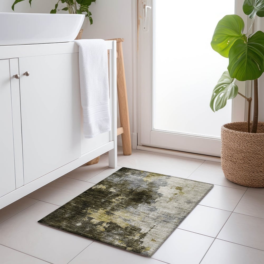 Machine Washable Indoor/ Outdoor Abstract Modern Chantille Rug