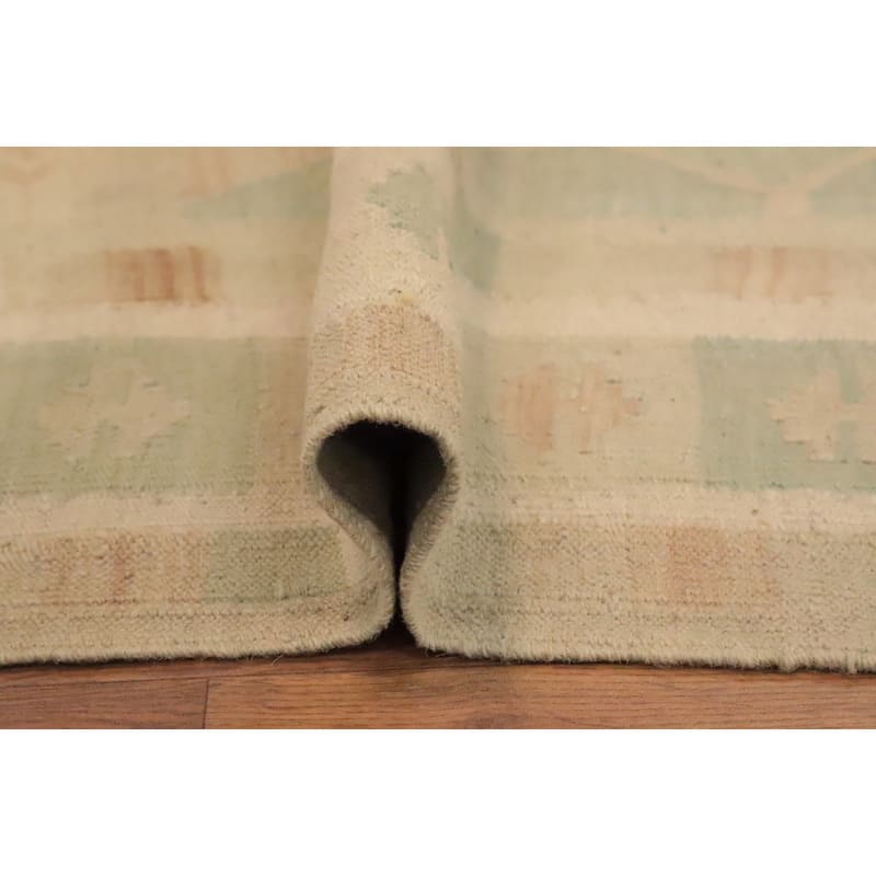 Hand Woven Oriental 100% Wool Carpet Southwestern Tribal Green Kilim Area Rug - 6' 4'' X 4' 7''