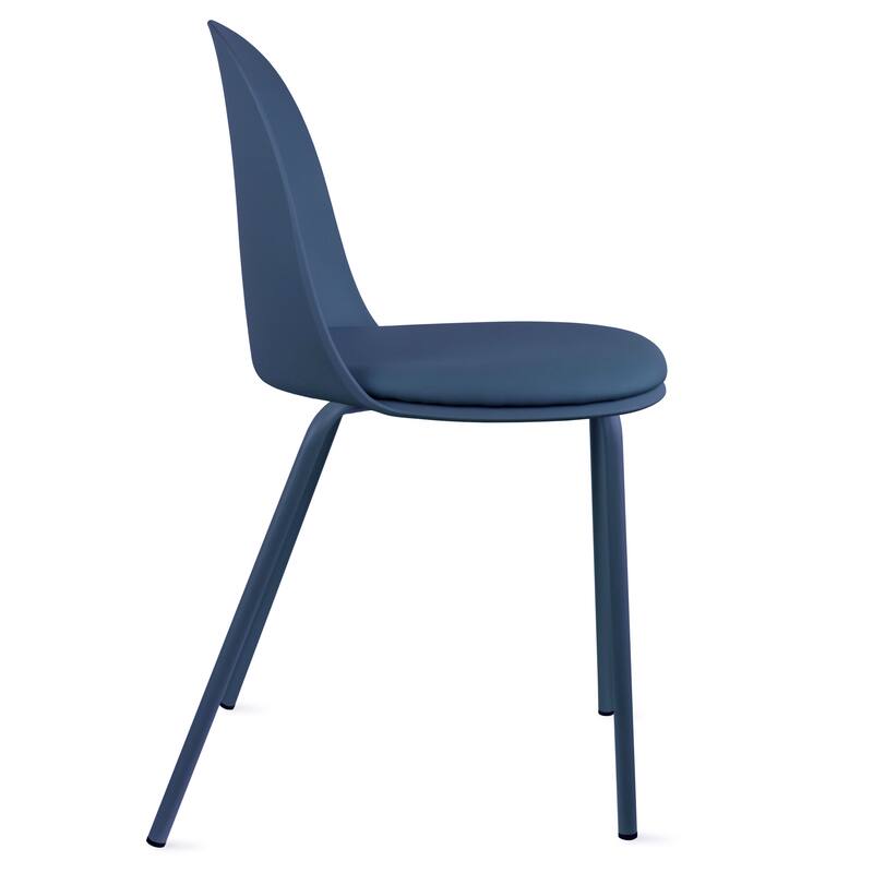 Set of 2 Plastic Dining Chairs Padded Seat Cushion For Kitchen Outdoor Patio Office Waiting Room Breakroom Guest
