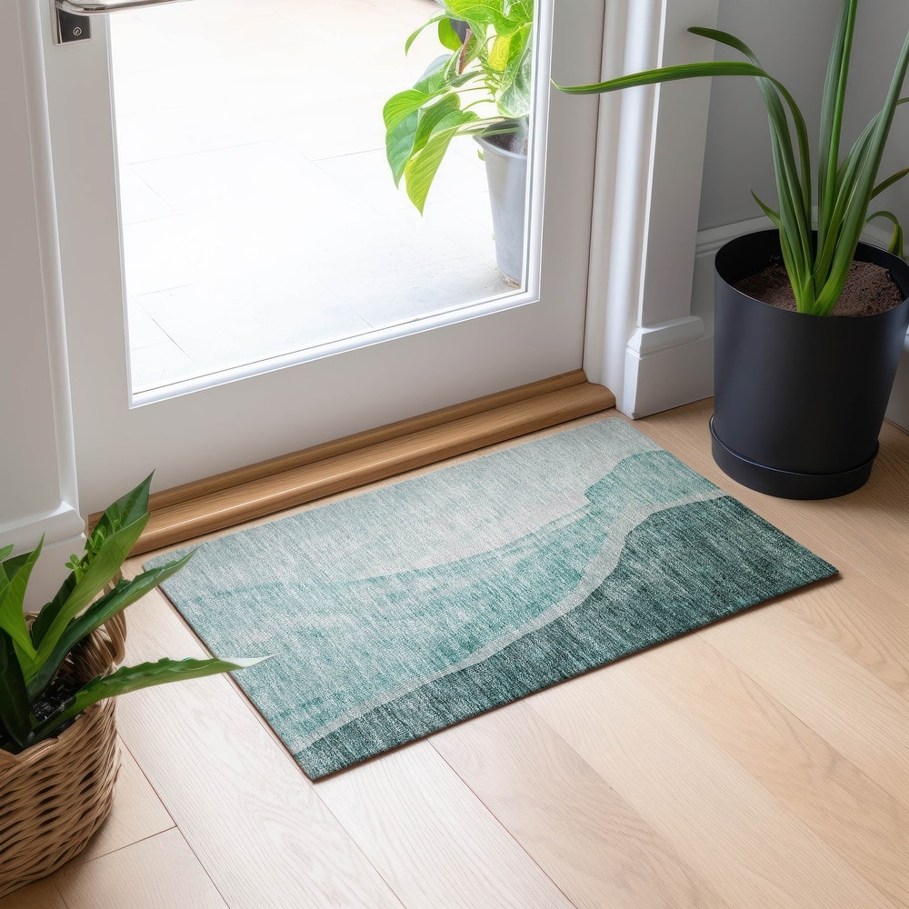 Machine Washable Indoor/ Outdoor Chantille Modern Abstract Rug