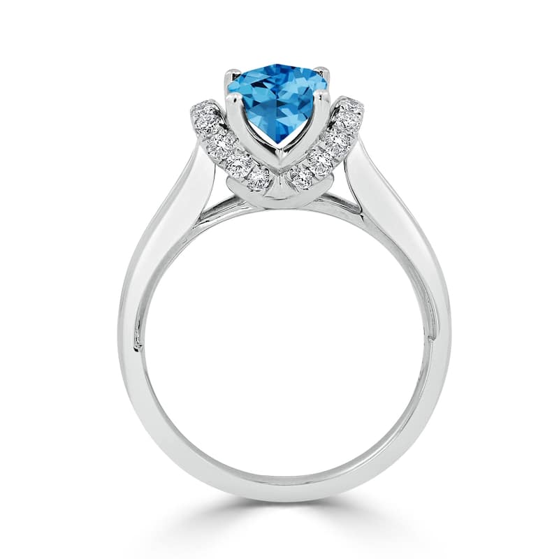 Auriya 1 3/4ct Modern Cushion-cut Swiss Blue Topaz and Diamond Engagement Ring 1/4ctw 14k Gold