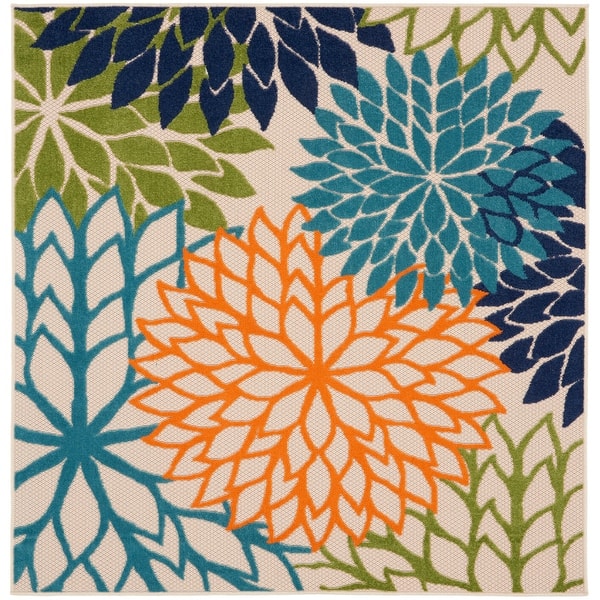 slide 2 of 18, Nourison Aloha Floral Modern, Indoor/Outdoor Area Rug 5' x Square - Multicolor