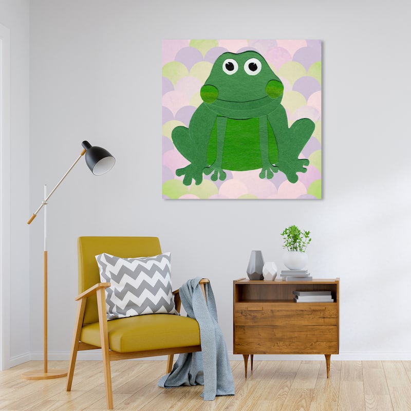 Wynwood Studio Canvas Animals F for Frog Green and Dark Green Modern & Contemporary Wall Art Canvas Print - 30 x 30