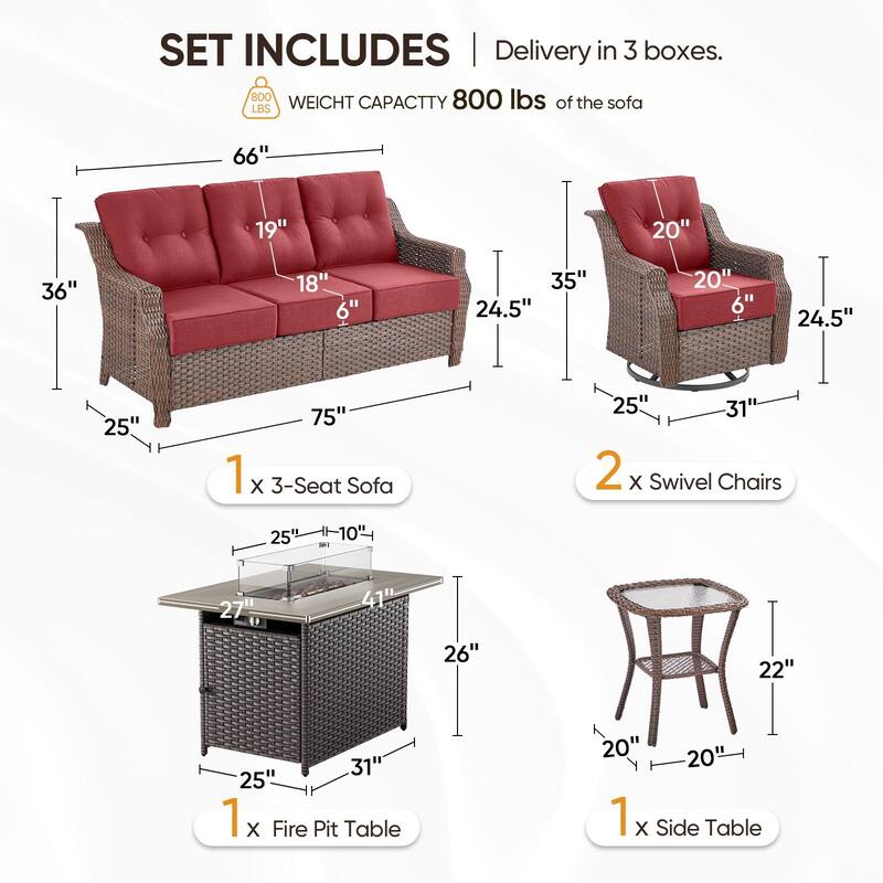Pocassy Sofa Funiture with Fire Pit Table