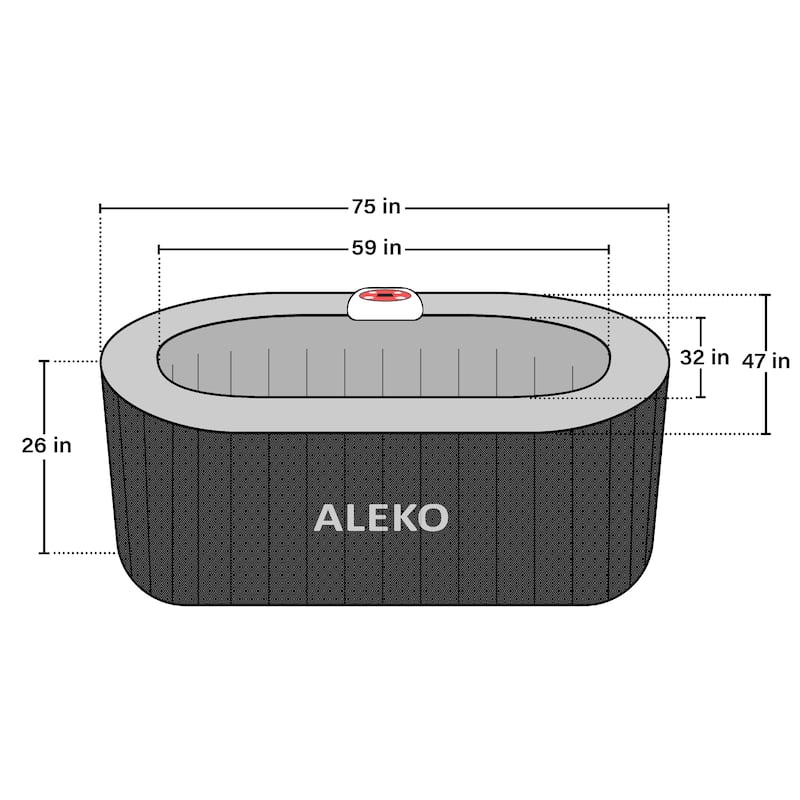 ALEKO Oval Inflatable 2 Prs Hot Tub with Energy-saving Cover & Jets Black Diamond