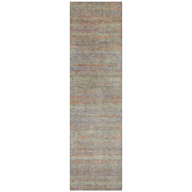 Machine Washable Indoor/Outdoor Modern Stripes Chantille Rug