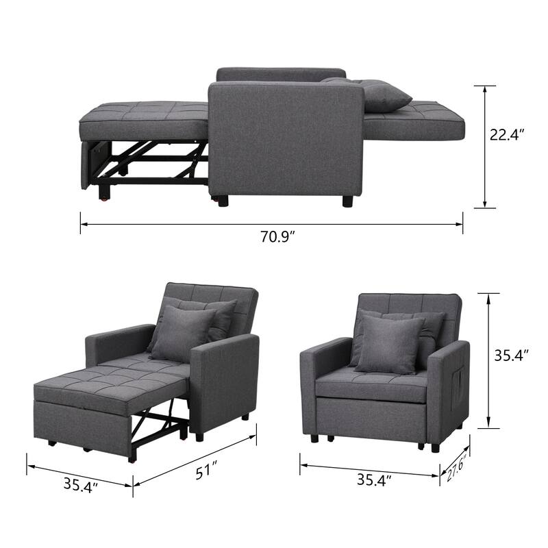 Zenova 31 Adjustable Folding Sofa, Sleeper Sofa Bed Chair On Sale
