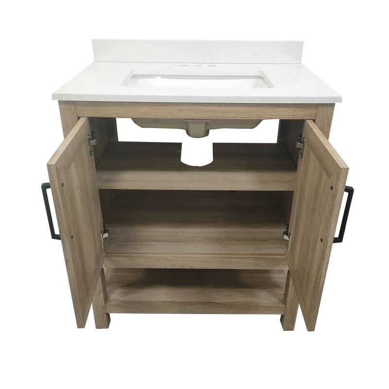 Bathroom Vanity with Undermount Sink and Open Storage Shelf