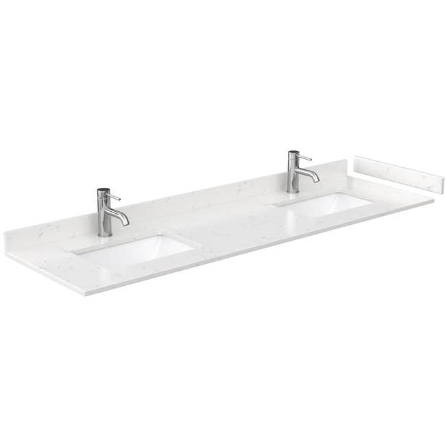 Wyndham Collection 72" Double Vanity Top with Undermount Rectangular - Carrara Cultured Marble