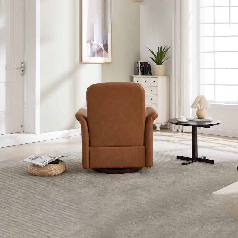 Swivel Accent Chair Modern Barrel Armchair with Wood Base for Bedroom Reading Waiting Living Room