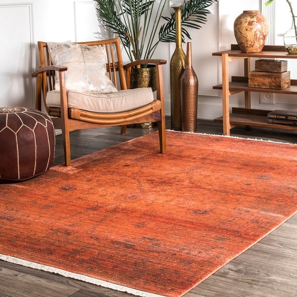 slide 2 of 9, Nuloom Orange Traditional Floral Medallion Border Area Rug 3' x 5' - Pink - Rectangle