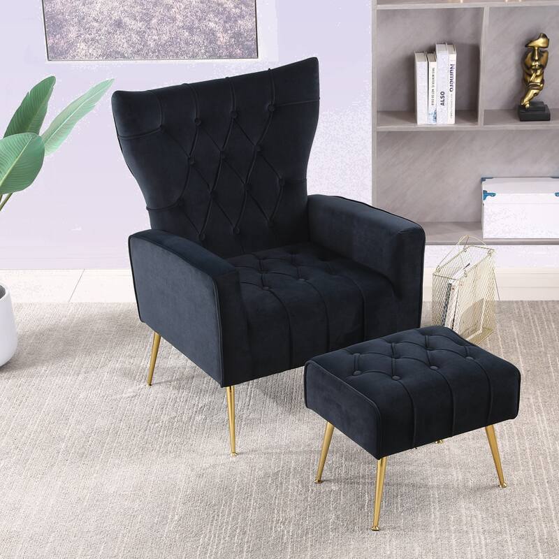 Modern Accent Chair with Ottoman for Living Room