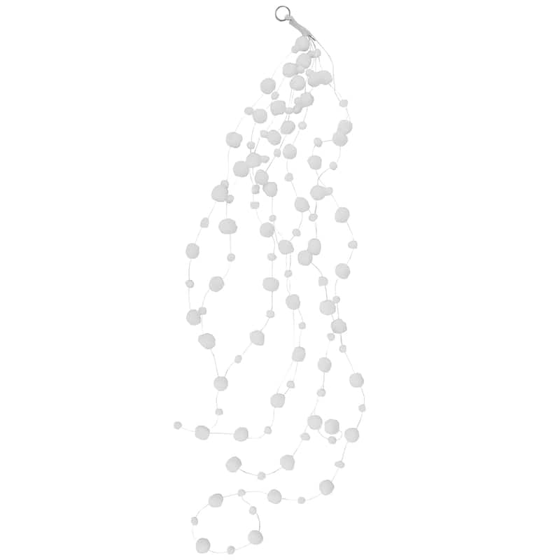 4' White Plush Snowball Christmas Garland
