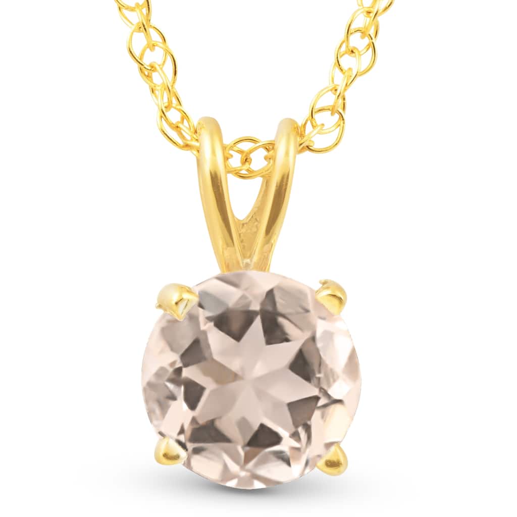 Bliss Diamond 3/4ct Morganite Solitaire Pendant Yellow Gold