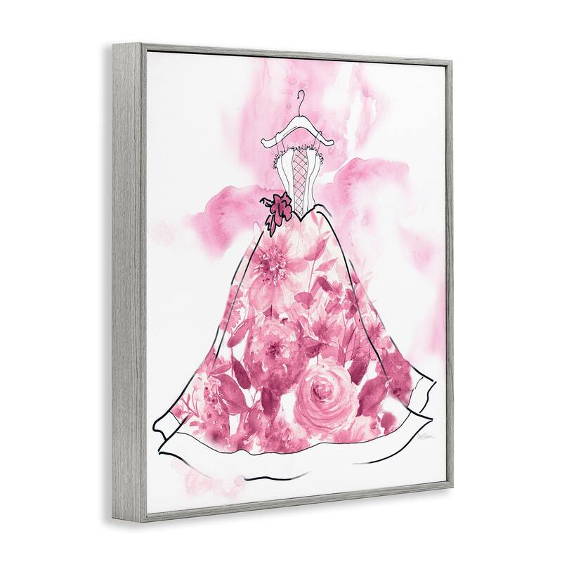 Stupell Modern Watercolor Flower Dress Framed Giclee Art Design By Carol Robinson