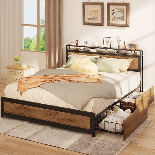 Brookside adjustable metal bed store frame with center support