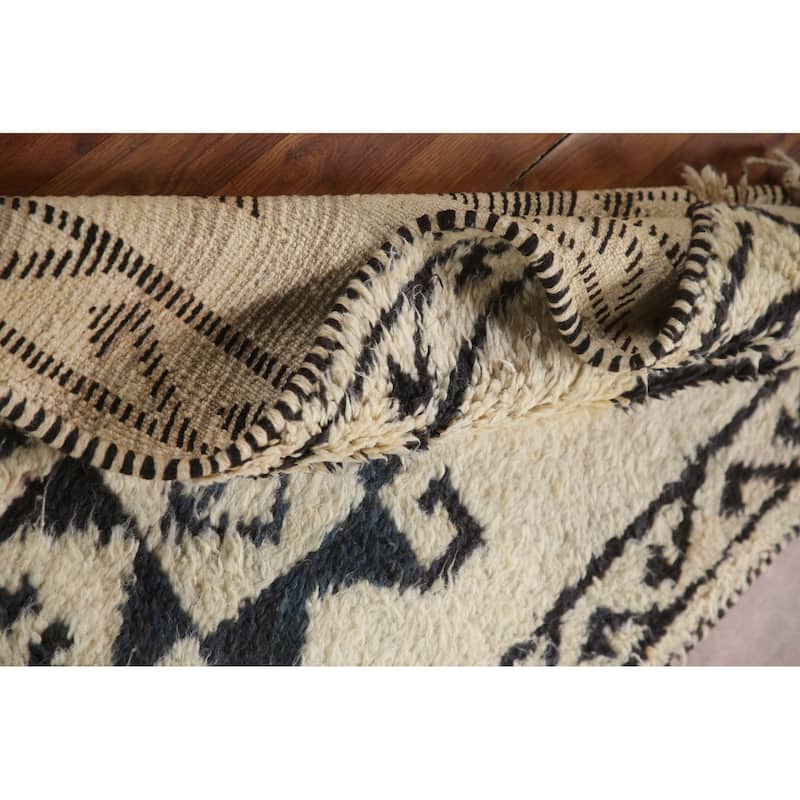 Anatolian Turkish Runner Rug Handmade Hallway Beige Wool Carpet - 3'0"x 11'5"