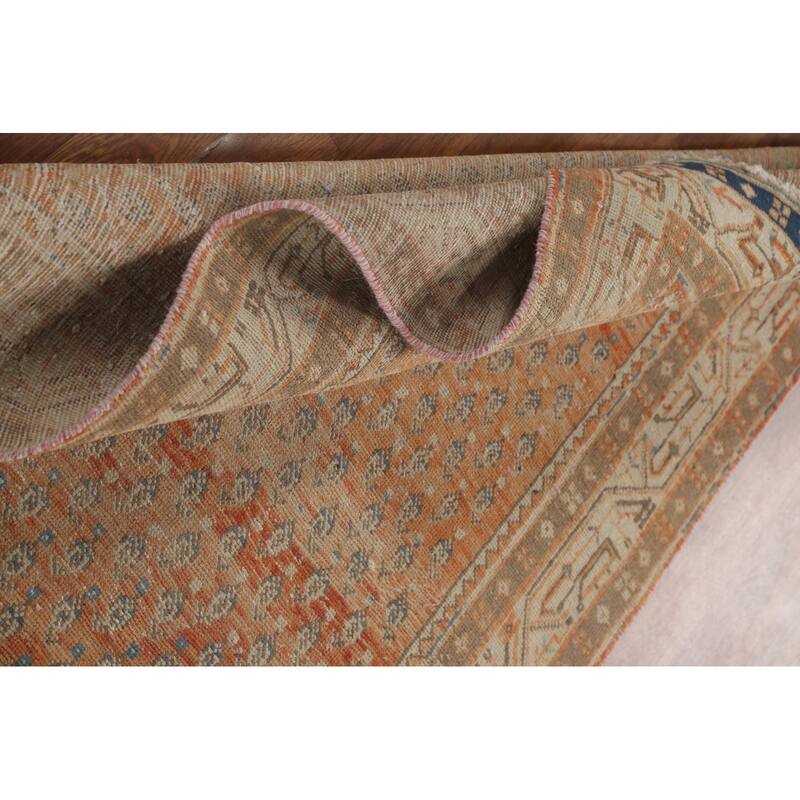 All-Over Botemir Persian Vintage Runner Rug Hand-Knotted Wool Carpet - 3'5" x 9'5"
