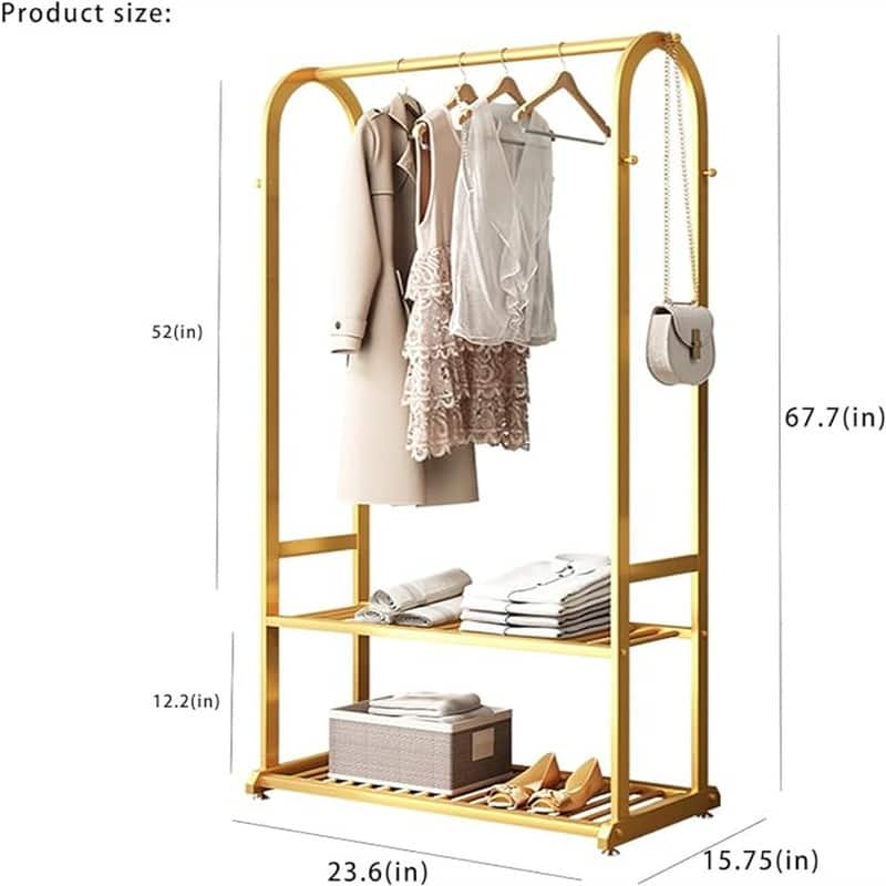 Gold clothing racks for hanging clothes - 15.8"D x 31.5"W x 67.7"H