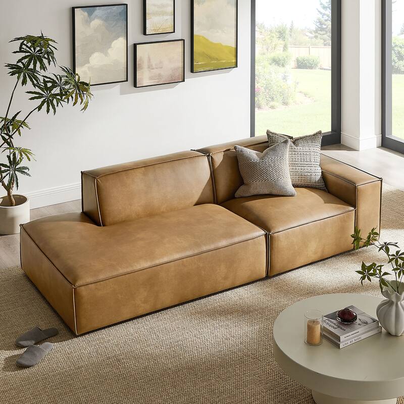Restore 2-Piece Vegan Leather Modular Loveseat - Toast