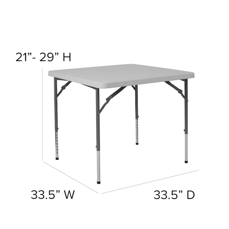 2.79-Foot Square Height Adjustable Plastic Folding Table