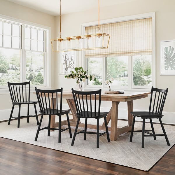 slide 2 of 24, Solid Wood Spindle Dining Chairs Set of 4 - 18" H Black