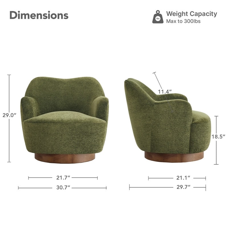 Spruce & Spring Modern Upholstered Swivel Accent Chair with Wood Base