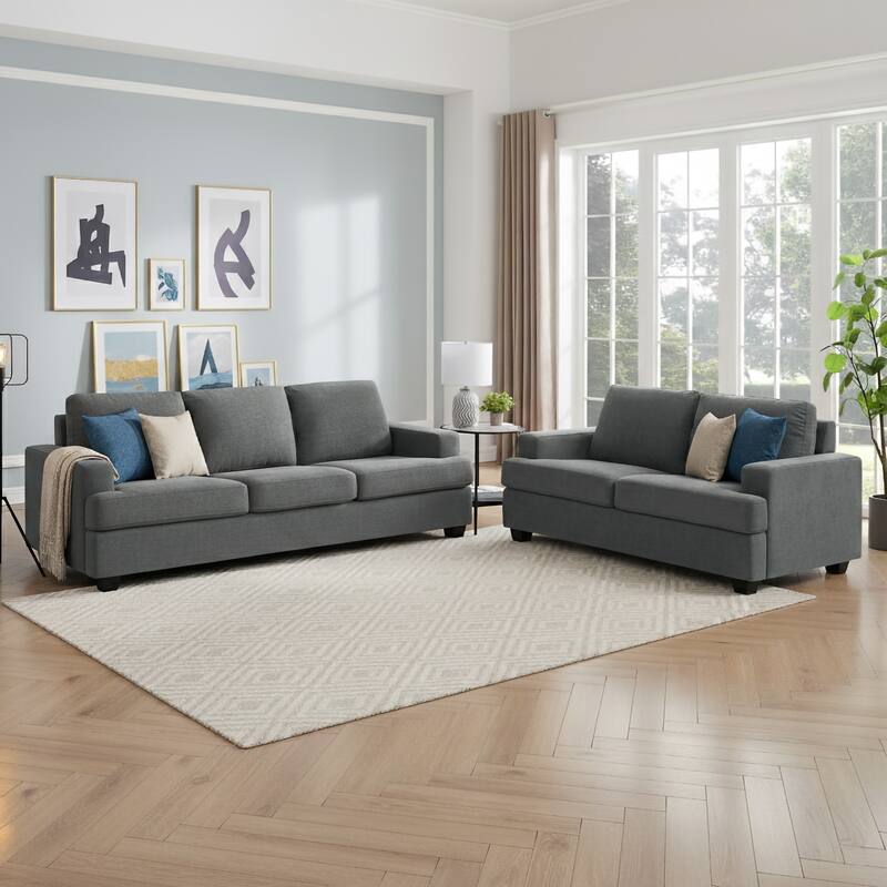 Thomas Grey Upholstered Modern Multi Piece Living Room Set - 2 Piece