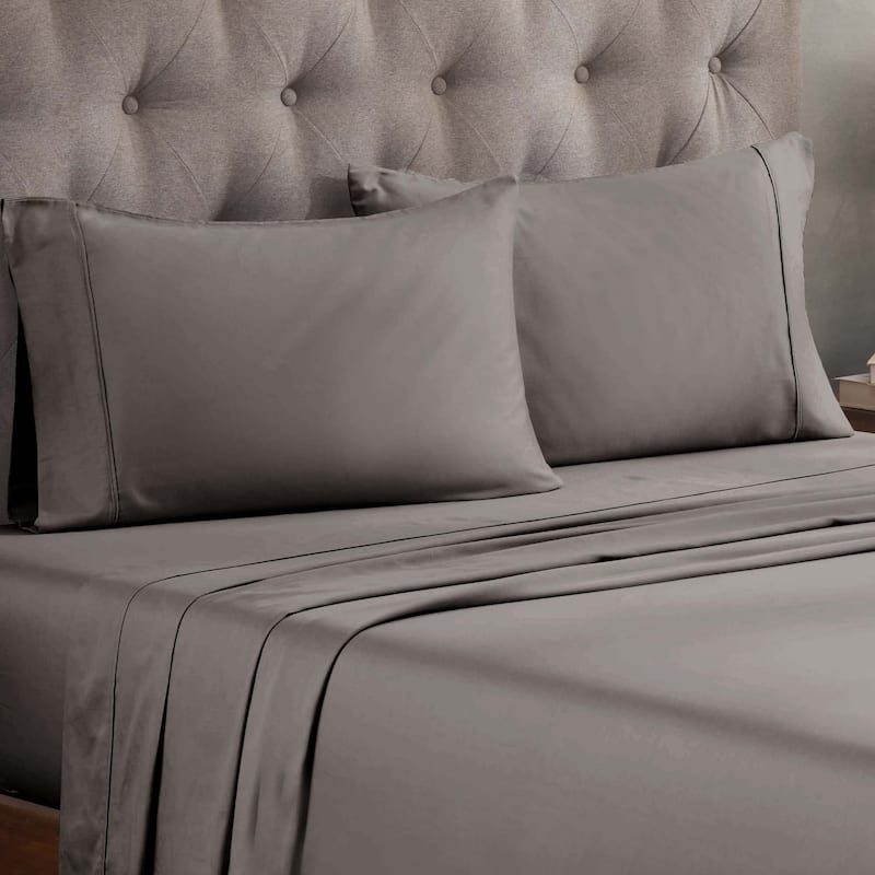 Superior Egyptian Cotton 300 Thread Count Solid Deep Pocket Sheet Set - California King - Grey