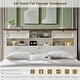 preview thumbnail 37 of 66, Farmhouse Bed Frame with 54" Tall Storage Bookcase Headboard
