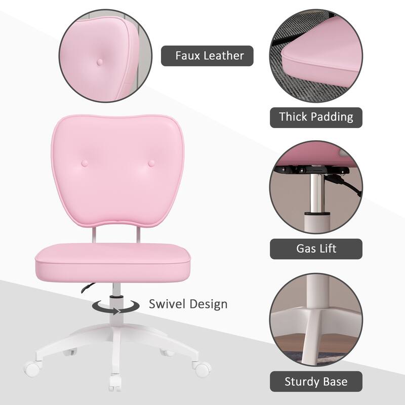 Vinsetto Armless Office Chair, PU Leather Computer Desk Chair with Adjustable Height